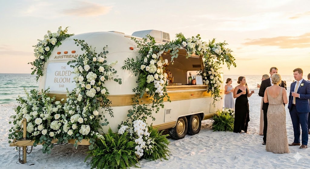 Elegant floral wedding bar
